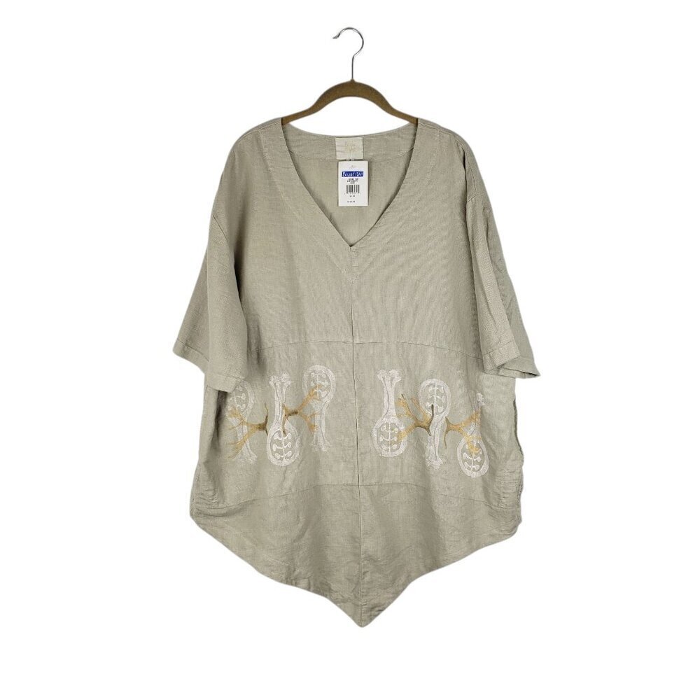 Blue Fish Clothing Neuro Tunic Top NWT Hemp Cotton Point Hem Hand Painted Size 2